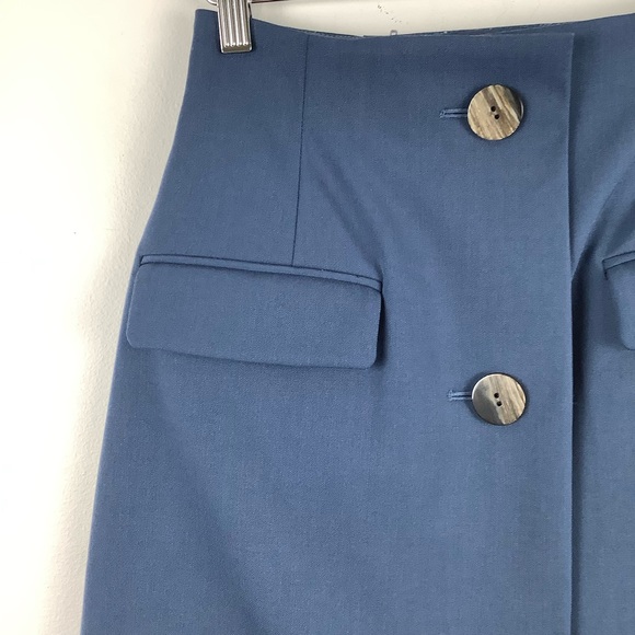 Ji Oh Wool Mini Skirt with Peekaboo Hem Blue/White - Picture 4 of 6